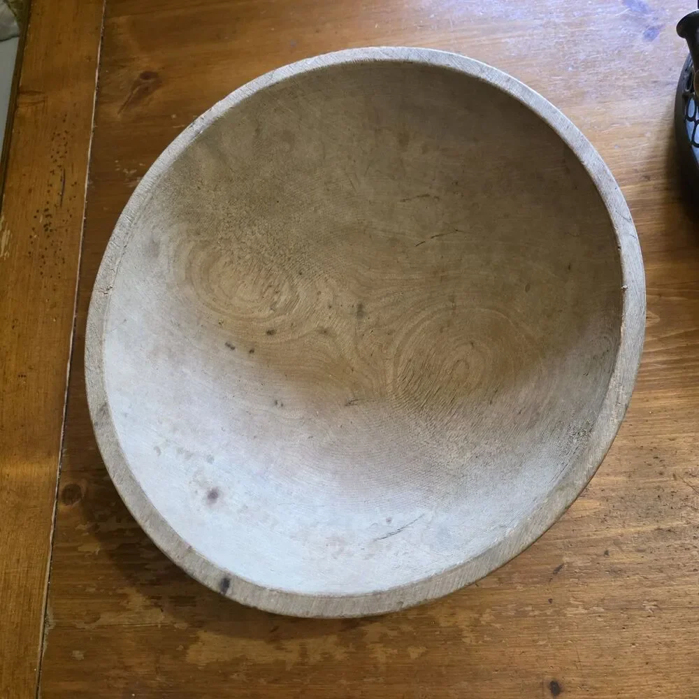 Marquette Wooden Primitive Farmhouse Dough Bowl 14